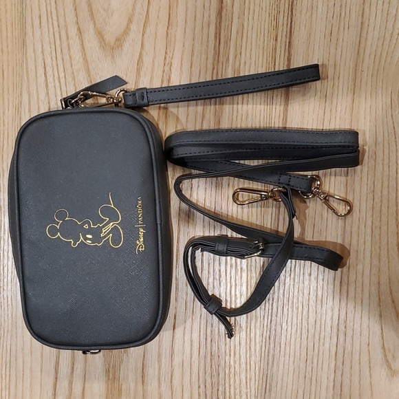 PANDORA DISNEY Limited Edition Mickey Mouse Grey Zipper Crossbody Bag 2018 - Picture 2 of 9